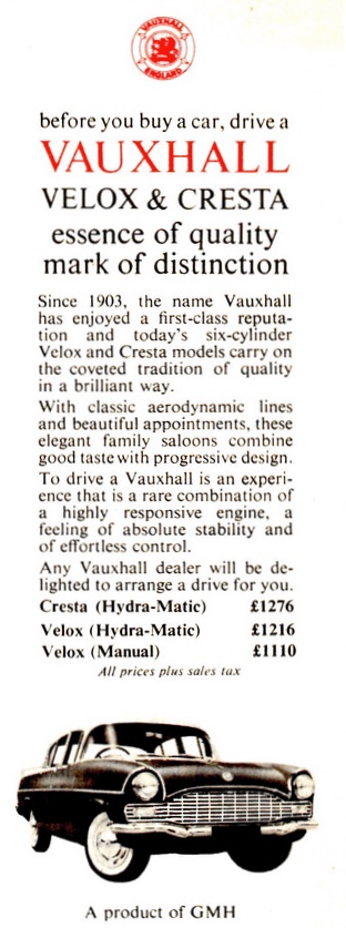 1962 Vauxhall Velox & Cresta GMH
